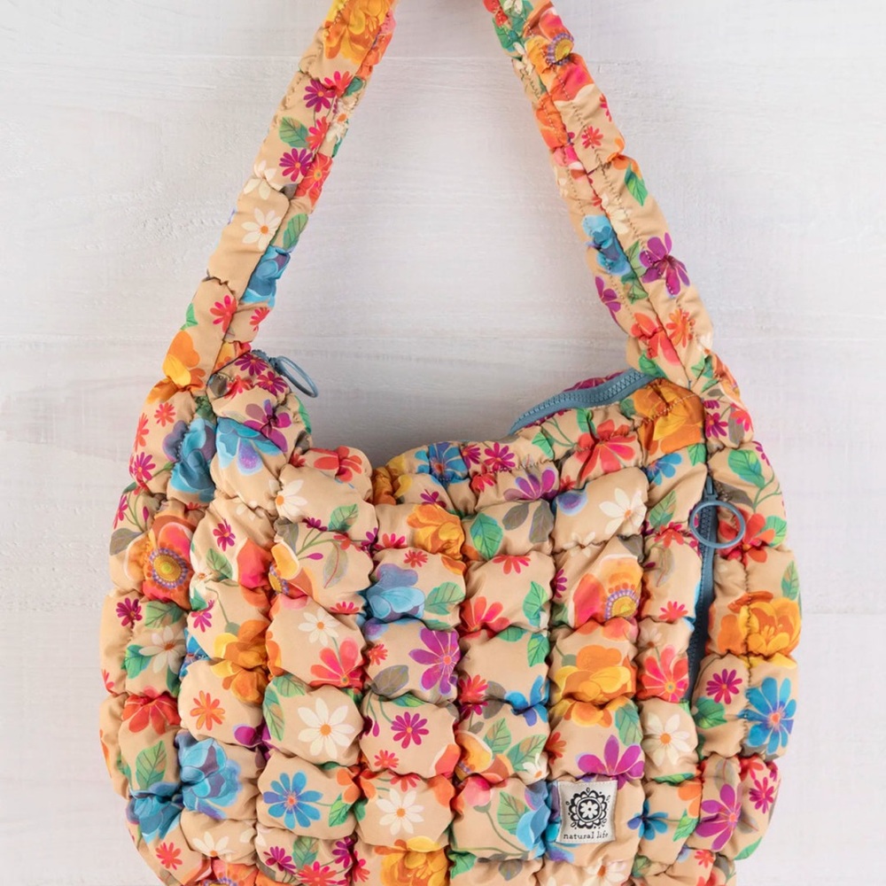 Natural Life floral puffy tote bag